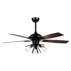 Akilan 52 in. Indoor Black Downrod Mounting Ceiling Fan with Light Kit and Remote Control by Parrot Uncle