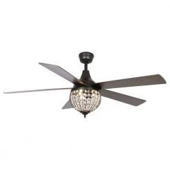 Kennell 52 in. Indoor Black Downrod Mount Chandelier Ceiling Fan with Light Kit and Remote Control by Parrot Uncle