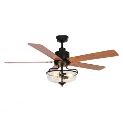 Winters 52 in. Indoor Black Downrod Mount Chandelier Ceiling Fan with Light Kit and Remote Control by Parrot Uncle