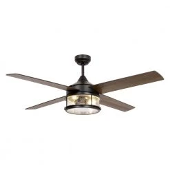 Mcmillion 52 in. Indoor Black Industrial Ceiling Fan with Remote Control and Light Kit by Parrot Uncle