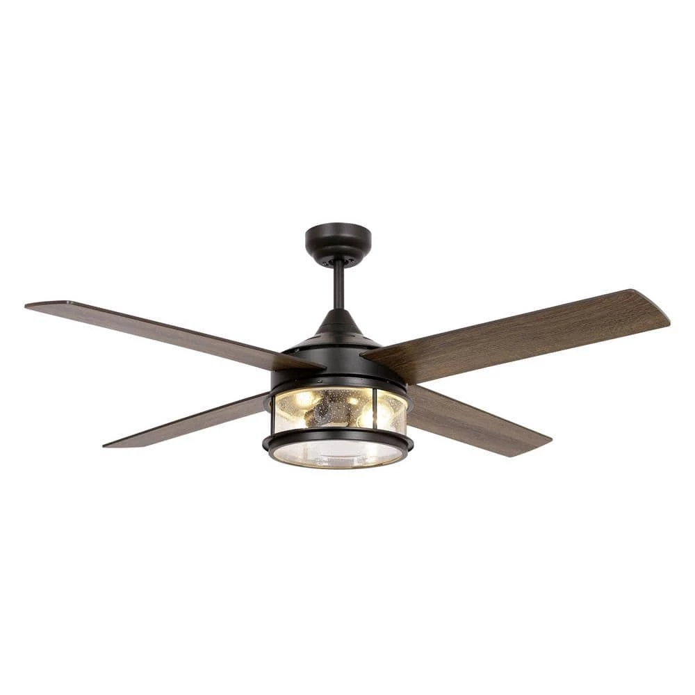 Mcmillion 52 in. Indoor Black Industrial Ceiling Fan with Remote Control and Light Kit by Parrot Uncle