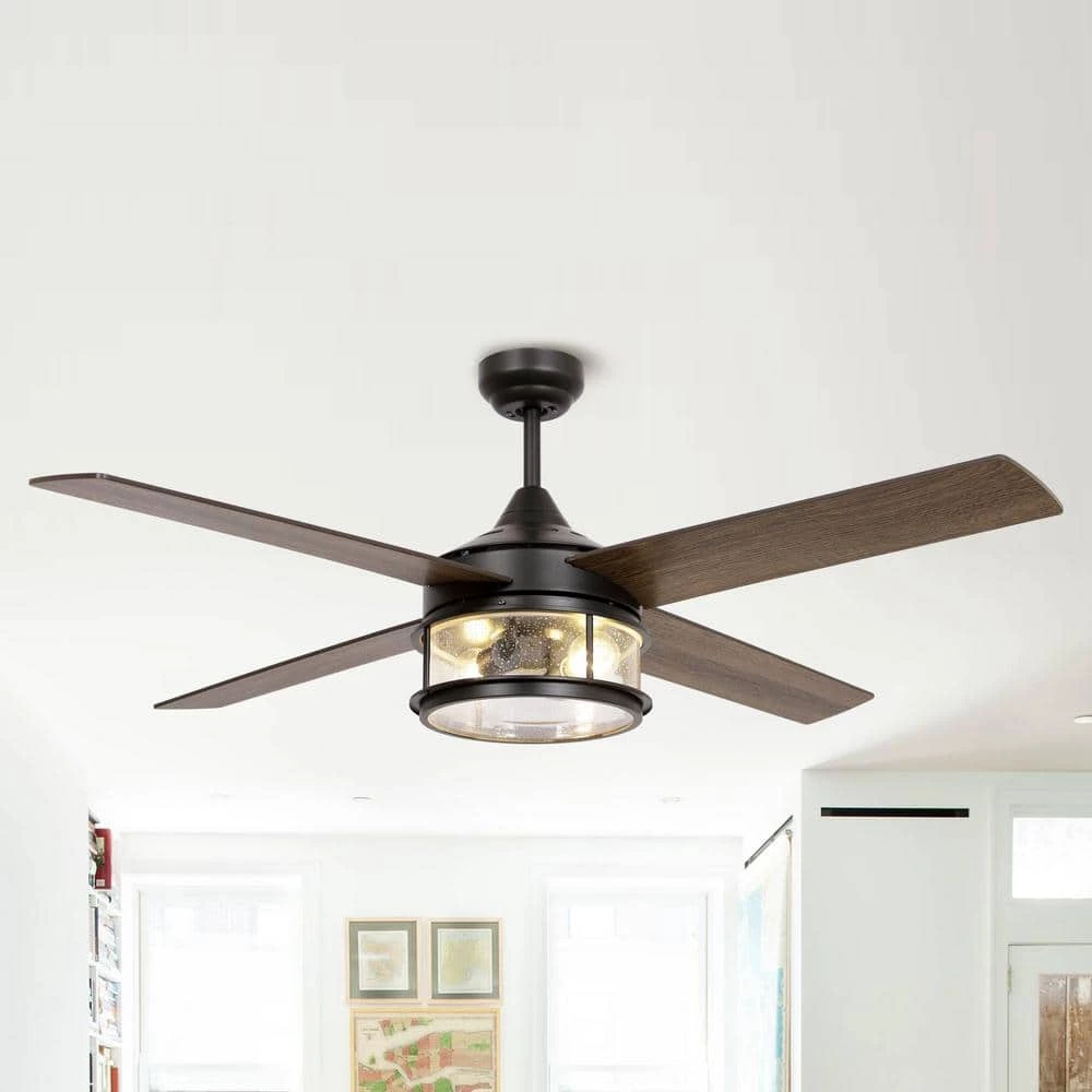 Mcmillion 52 in. Indoor Black Industrial Ceiling Fan with Remote Control and Light Kit by Parrot Uncle - Image 2