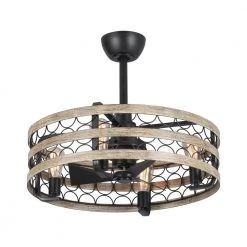 21 in. Indoor Black Farmhouse Drum Cage Ceiling Fan with Remote Control and Light Kit by Parrot Uncle