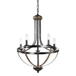 Mosig 5-Light Black Chandelier Distressed Candlestick by Parrot Uncle