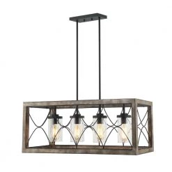 Mallie 4-Light Vintage Black Chandelier with Brushed Metal Frame and Clear Seeded Glass Shades by Parrot Uncle