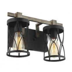 Seraphine 2-Light Black Metal Wall Sconce by Parrot Uncle