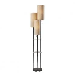 Trio 68 in. Black with Antique Brass Accents Shelf Floor Lamps by Adesso