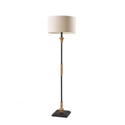 Fremont 61 in. Black with Natural Wood Floor Lamp by Adesso