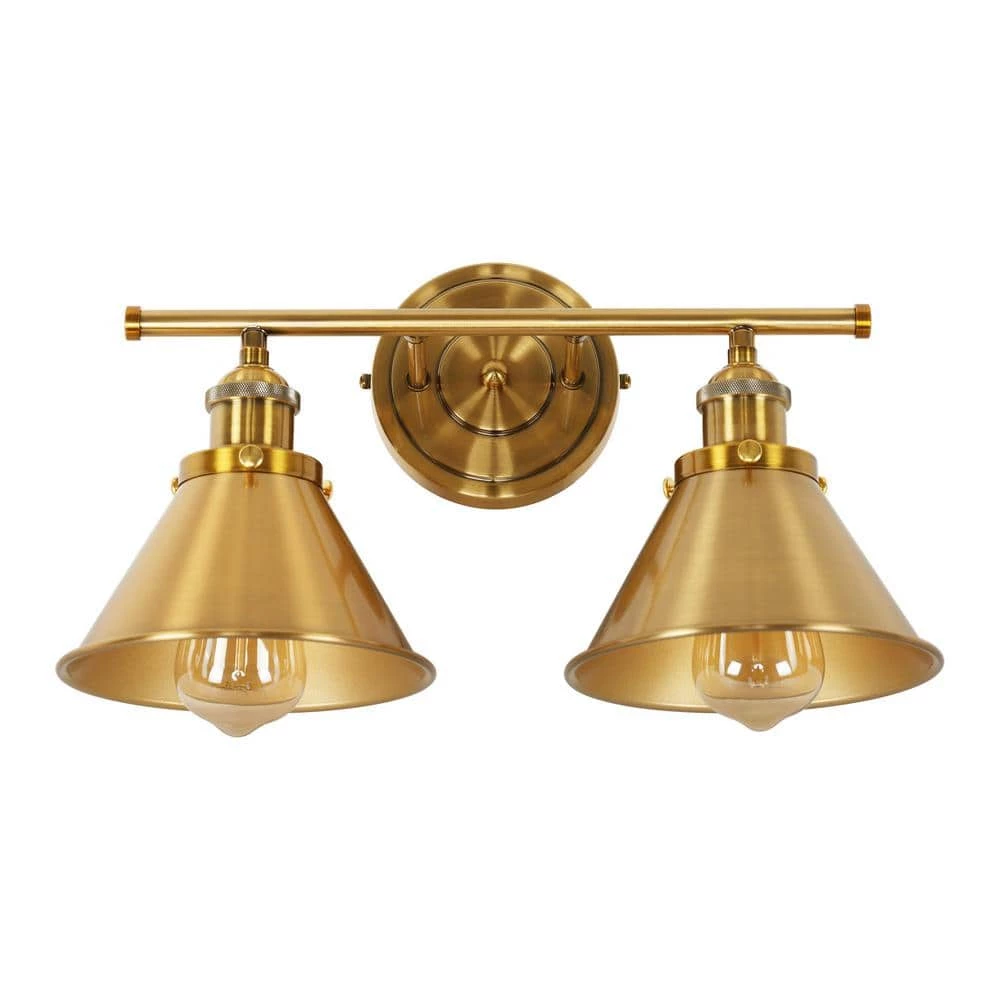 Oakpark 2-Light Brass Sconce Vanity Wall Light by Parrot Uncle - Image 3