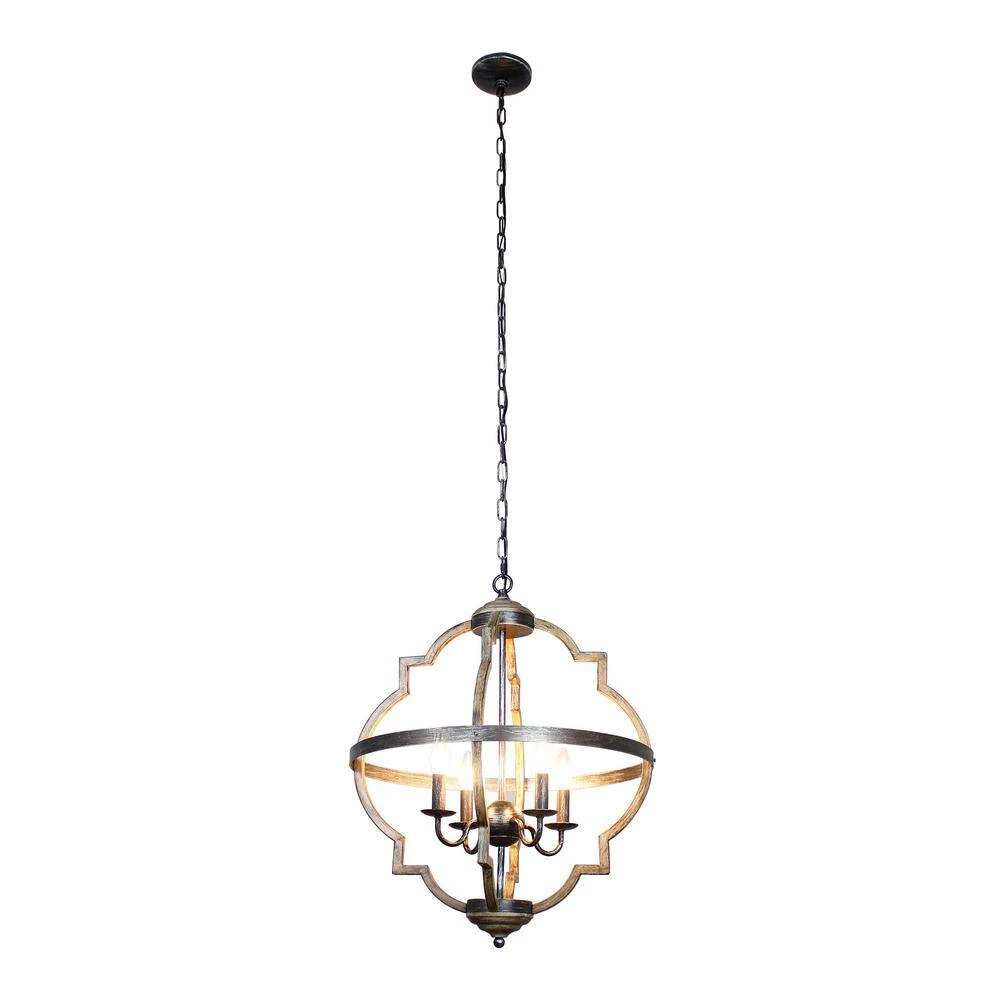 Bennington 4-Light Brown Wood Chandelier by Parrot Uncle - Image 4