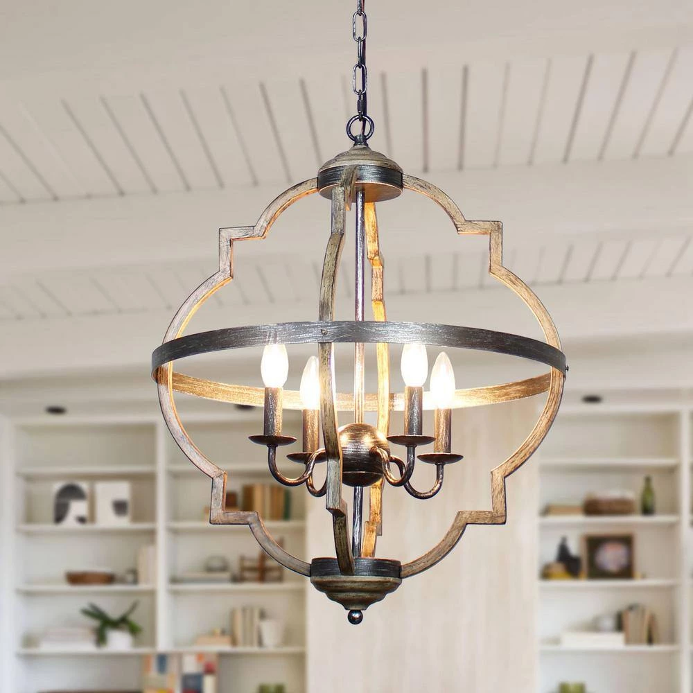 Bennington 4-Light Brown Wood Chandelier by Parrot Uncle - Image 5