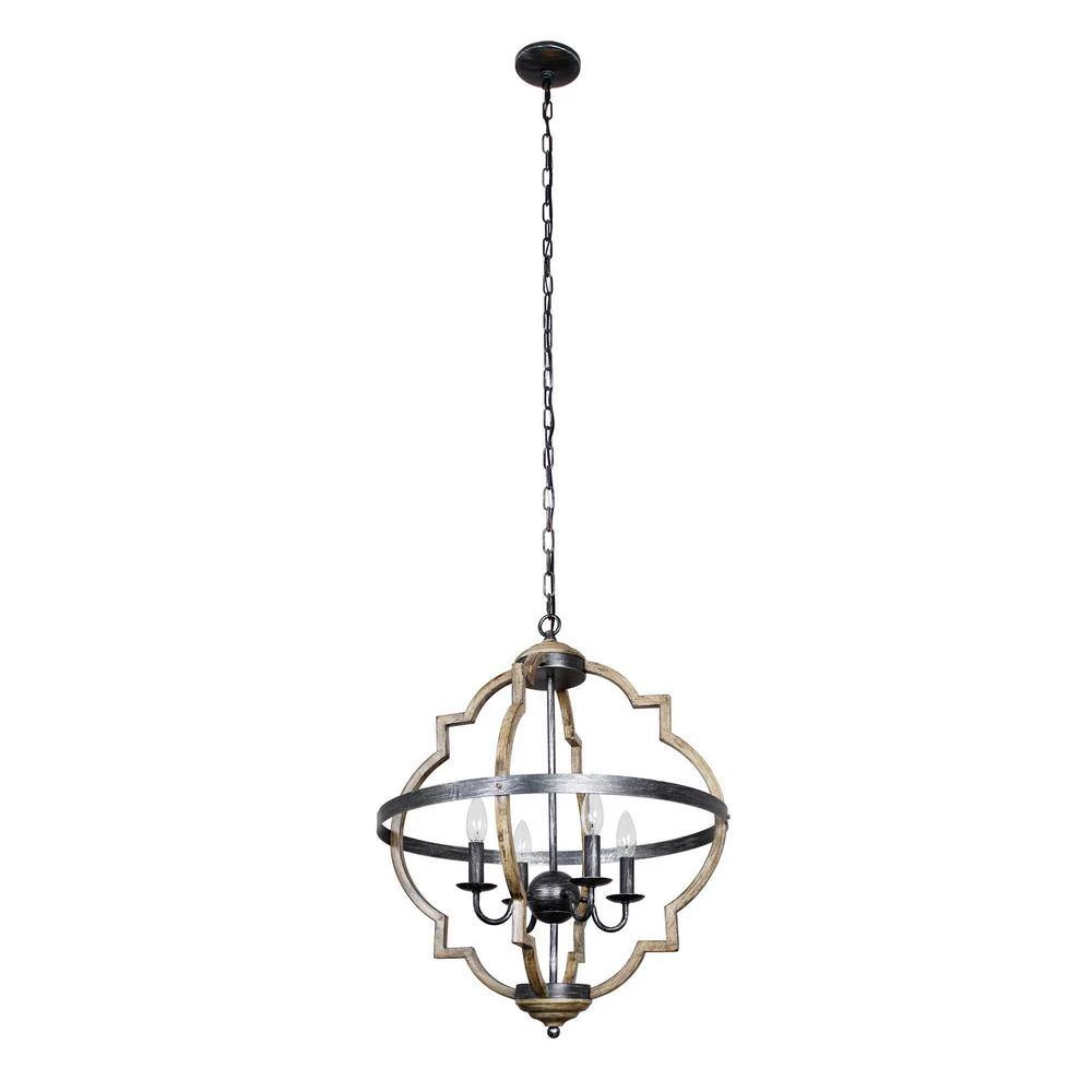 Bennington 4-Light Brown Wood Chandelier by Parrot Uncle - Image 3