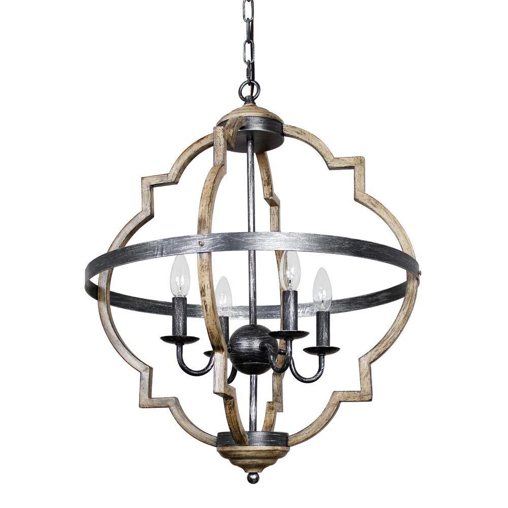 Bennington 4-Light Brown Wood Chandelier by Parrot Uncle - Image 2