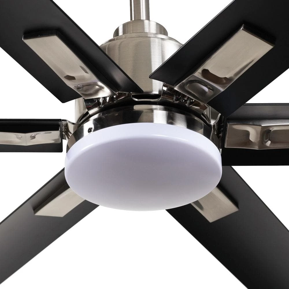 72 in. Integrated LED Indoor/Outdoor Brushed Chrome Ceiling Fan with Light and Remote Control by Parrot Uncle - Image 6