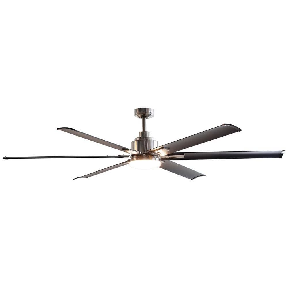 72 in. Integrated LED Indoor/Outdoor Brushed Chrome Ceiling Fan with Light and Remote Control by Parrot Uncle - Image 4