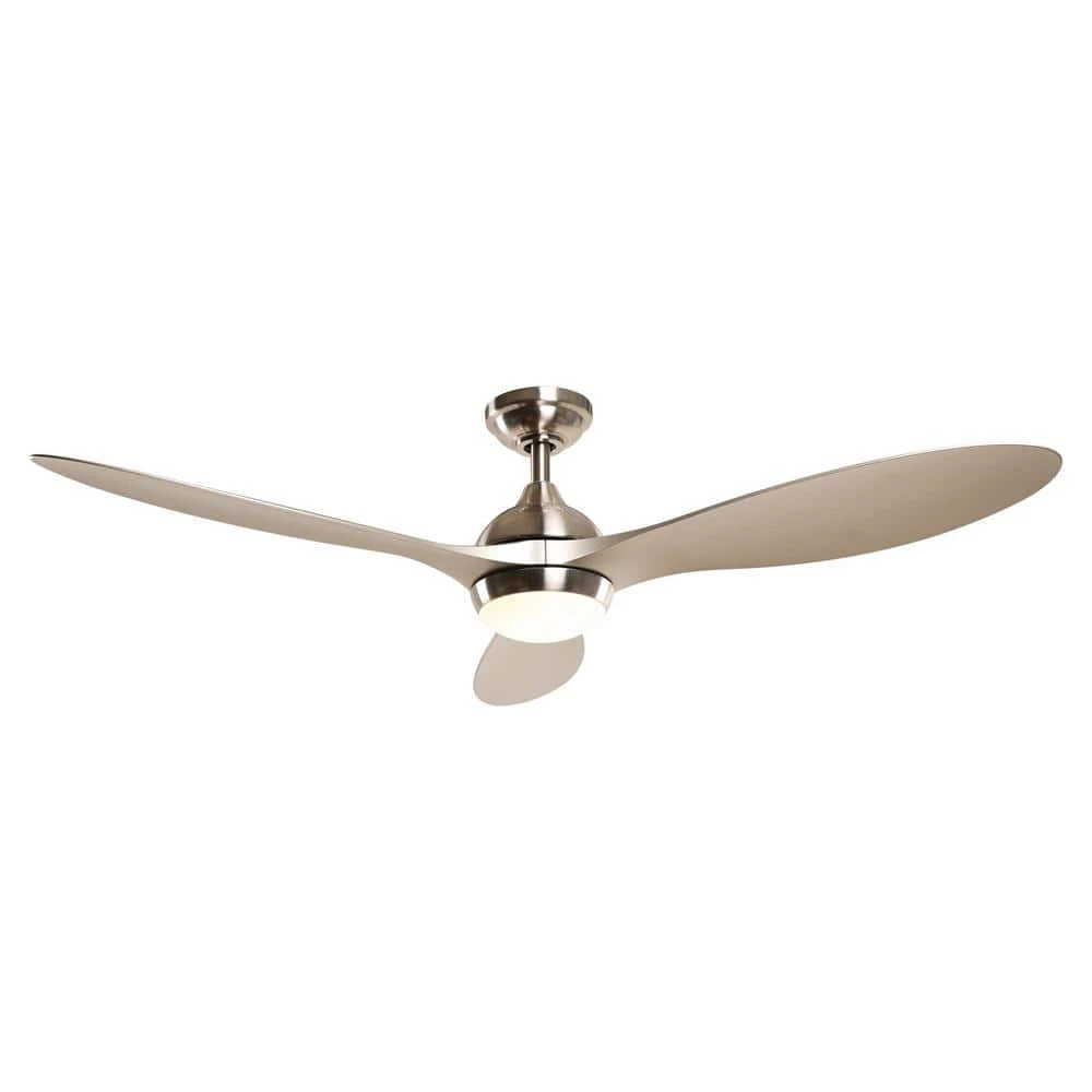 Bernardino 56 in. Indoor/Outdoor Brushed Nickel Downrod Mount LED Chandelier Ceiling Fan with Light and Remote by Parrot Uncle