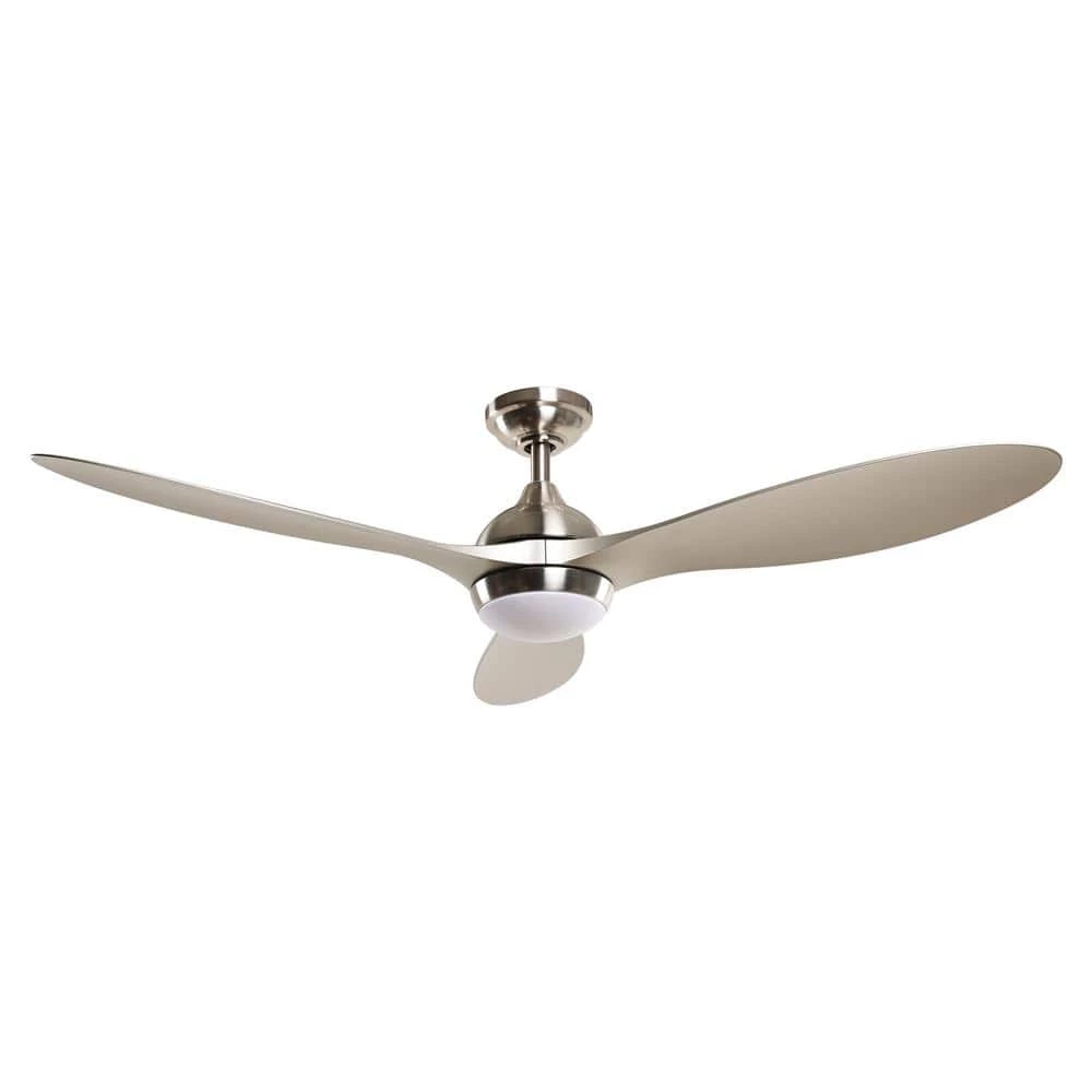 Bernardino 56 in. Indoor/Outdoor Brushed Nickel Downrod Mount LED Chandelier Ceiling Fan with Light and Remote by Parrot Uncle - Image 3
