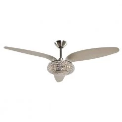 Brevoort 52 in. LED Indoor Brushed Nickel Down Rod Chandelier Ceiling Fan with Light Kit and Remote Control by Parrot Uncle