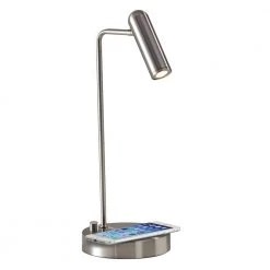 Kaye 16.5 in. Antique Brass LED Desk Lamp with Qi Wireless Charging by Adesso