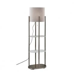 Norman 60.5 in. Brushed Steel Shelf Floor Lamp by Adesso