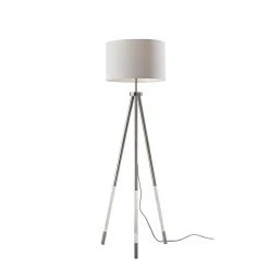 Della 59 in. Brushed Steel Floor Lamp with Nightlight by Adesso