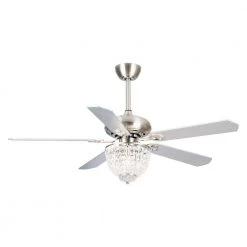 Montclair 52 in. Indoor Chrome Crystal Ceiling Fan with Light Kit and Remote Control Included by Parrot Uncle