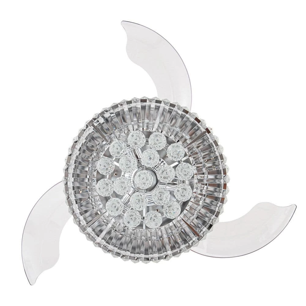 Broxburne 36 in. Chrome Retractable Crystal Ceiling Fan with Light Kit and Wall Control by Parrot Uncle - Image 7