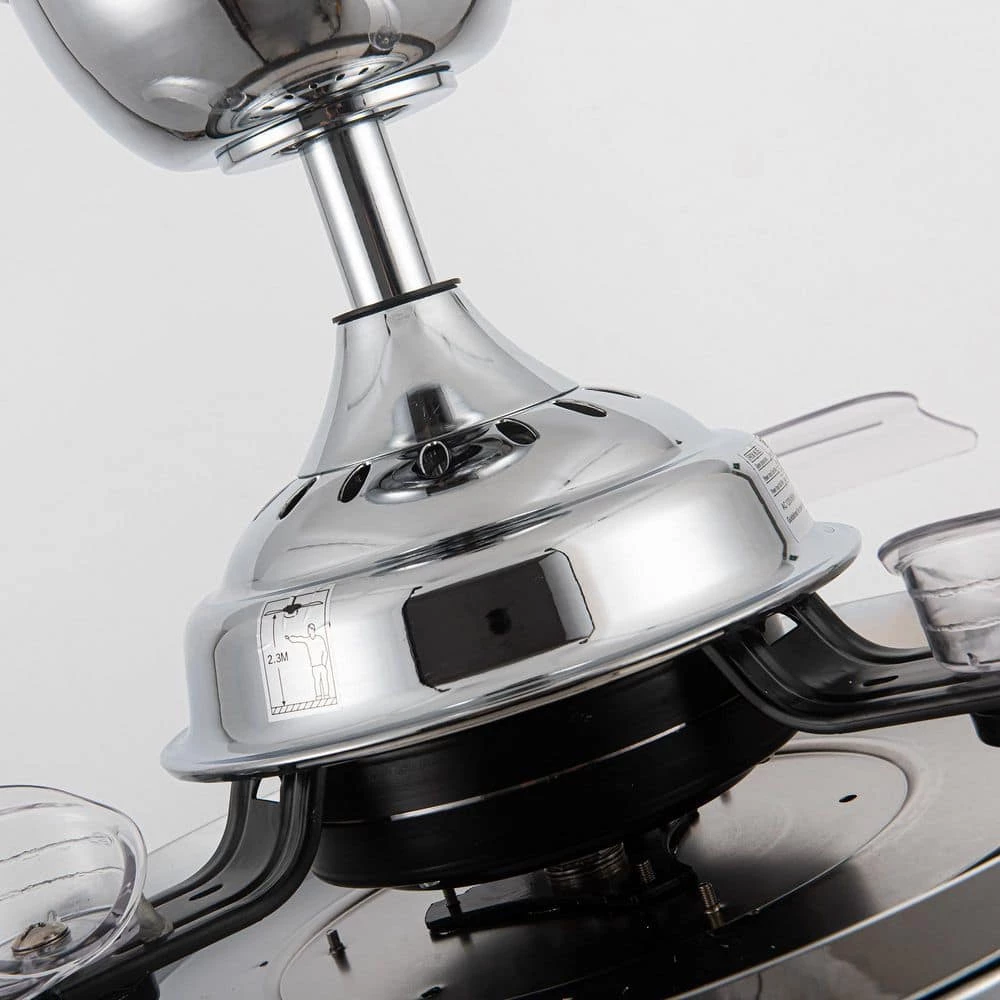 Belissa 36 in. Indoor Chrome Industrial Retractable Blade Ceiling Fan with Remote and Light Kit by Parrot Uncle - Image 10