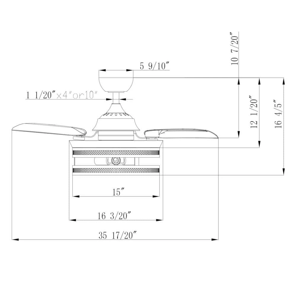 Belissa 36 in. Indoor Chrome Industrial Retractable Blade Ceiling Fan with Remote and Light Kit by Parrot Uncle - Image 4