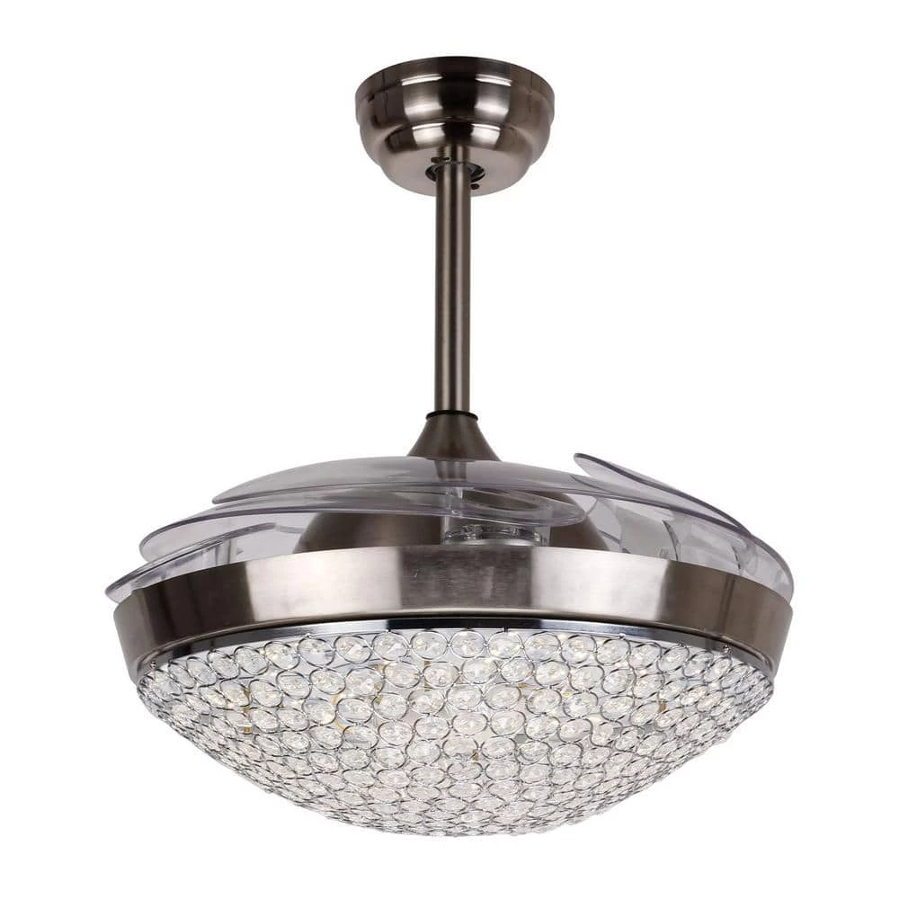 Elaine 46 in. LED Indoor Chrome Downrod Mount Retractable Ceiling Fan with Light Kit and Remote Control by Parrot Uncle - Image 4