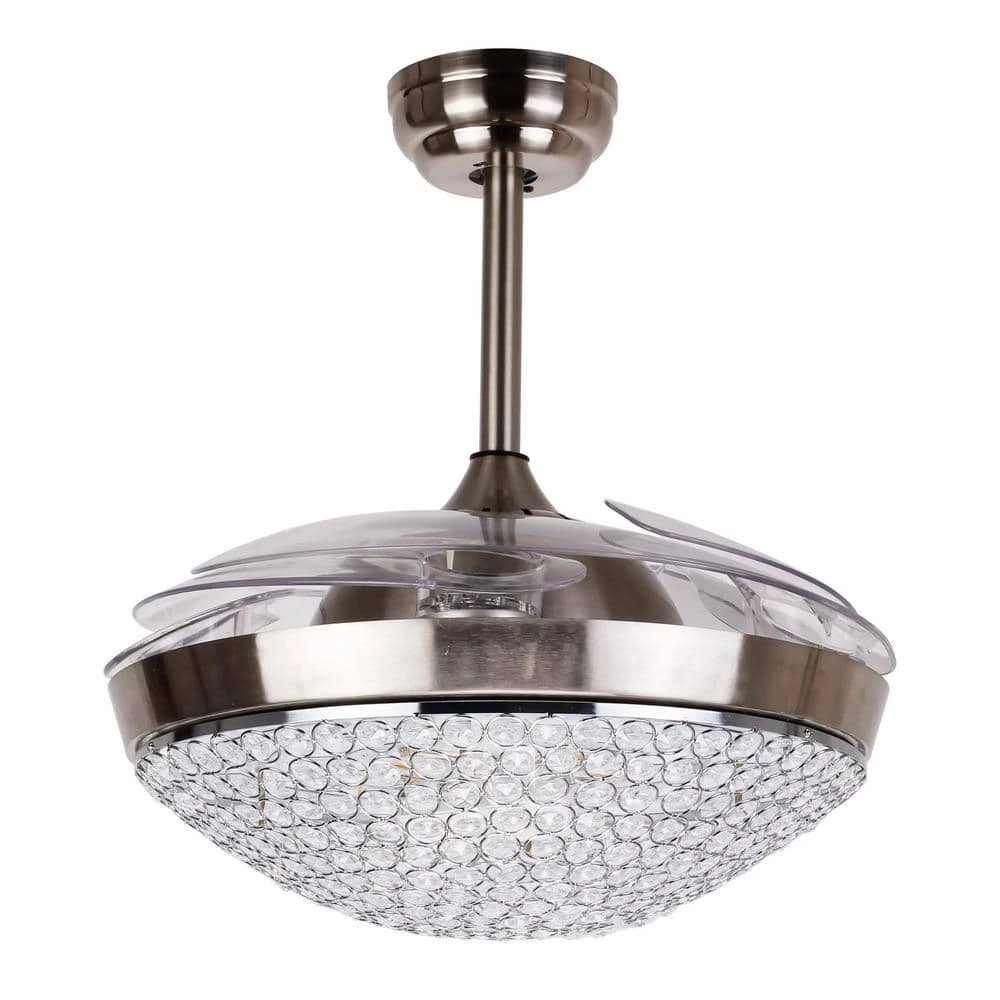 Elaine 46 in. LED Indoor Chrome Downrod Mount Retractable Ceiling Fan with Light Kit and Remote Control by Parrot Uncle - Image 5