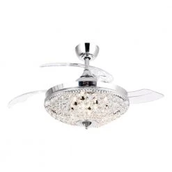 Modern 42 in. Indoor Chrome Retractable Blades Ceiling Fan with Light Kit and Remote Control by Parrot Uncle