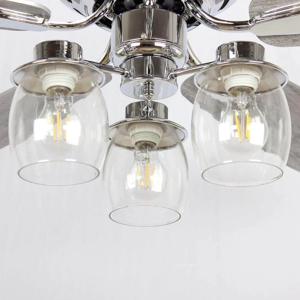 Anyan 52 in. LED Indoor Chrome Flush Mounted Ceiling Fan with Light Kit and Remote Control by Parrot Uncle - Image 6