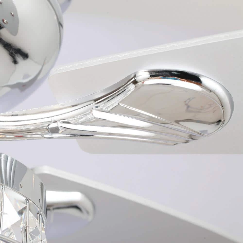 52 in. Indoor Chrome Modern Low Profile Crystal Ceiling Fan with Light Kit and Remote Control Included by Parrot Uncle - Image 6