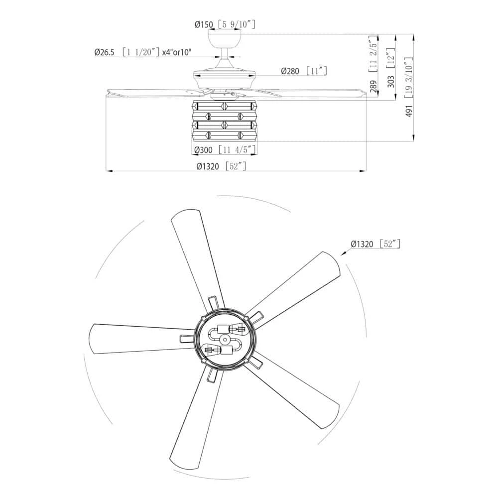 52 in. Chrome 5-Blade Reversible Motor Crystal Ceiling Fan with Remote and Light Kit by Parrot Uncle - Image 8