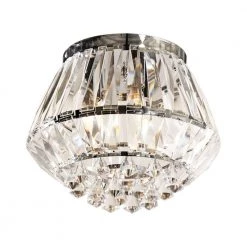 Norrington 3-Light Chrome Flush Mount Chandelier with Crystal Shades by Parrot Uncle
