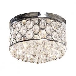 Chaucer 14 in. 3-Lights Chrome Flush Mount Chandelier Ceiling Light by Parrot Uncle