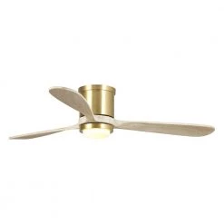 Mayna 52 in. LED Indoor/Outdoor Copper Flush Mounted Ceiling Fan with Light and Remote Control by Parrot Uncle