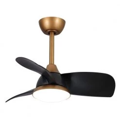 28 in. Modern Integrated LED Indoor Black Gold Lighted Ceiling Fan with Remote Control and DC Motor by Parrot Uncle