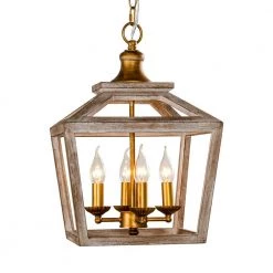 Massillon 4-Light Lantern Farmhouse Hanging Candlestick Chandelier by Parrot Uncle