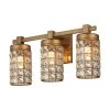 Modern Powder Room Bathroom Vanity Light, 20 in. 3-Light Gold Wall Sconce with Crystal Cylinder Shade by Parrot Uncle