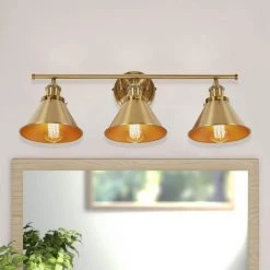 Oakdale 3-Light Golden Sconce Wall Light by Parrot Uncle