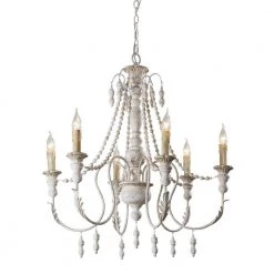 Billiter 6-Light Gray Chandelier Candle Style Wood by Parrot Uncle