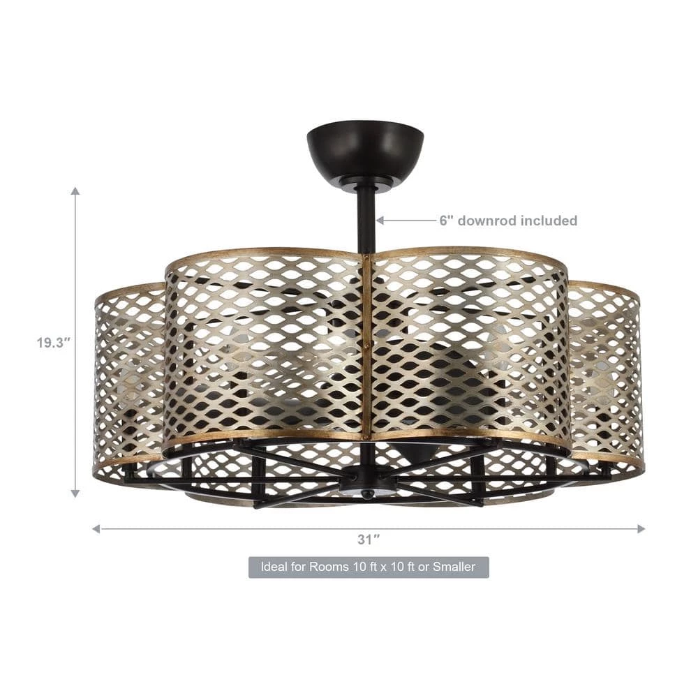 Linda 31 in. Indoor Oil Rubbed Bronze Chandelier Ceiling Fan with Light Kit and Remote Control by Parrot Uncle - Image 5