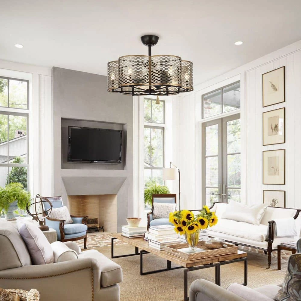 Linda 31 in. Indoor Oil Rubbed Bronze Chandelier Ceiling Fan with Light Kit and Remote Control by Parrot Uncle - Image 8