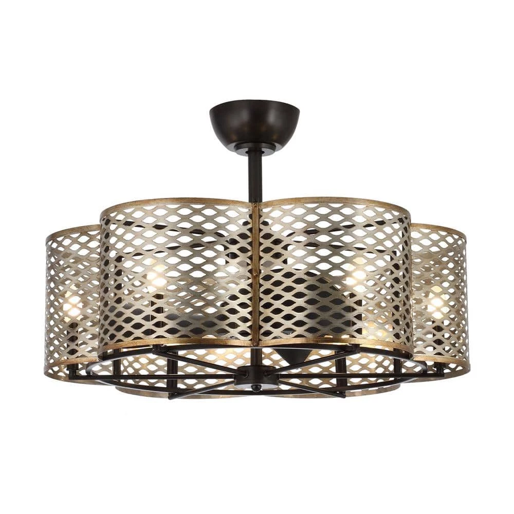 Linda 31 in. Indoor Oil Rubbed Bronze Chandelier Ceiling Fan with Light Kit and Remote Control by Parrot Uncle