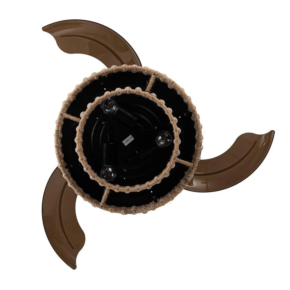 36 in. Matte Black Retractable 3-Blade Wood Beads Chandelier Ceiling Fan with Remote and Light Kit by Parrot Uncle - Image 6