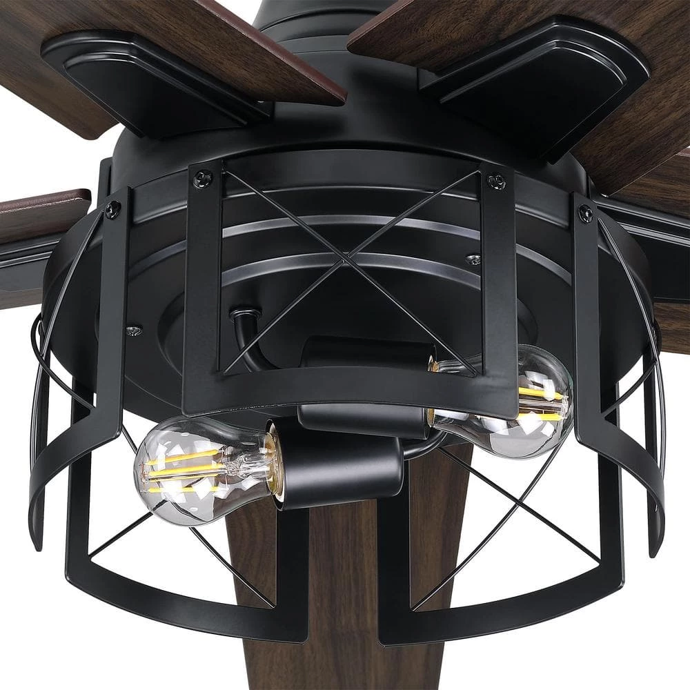 52 in. Indoor Matte Black Reversible Blades Industrial Ceiling Fan with Remote Control and Light Kit by Parrot Uncle - Image 6