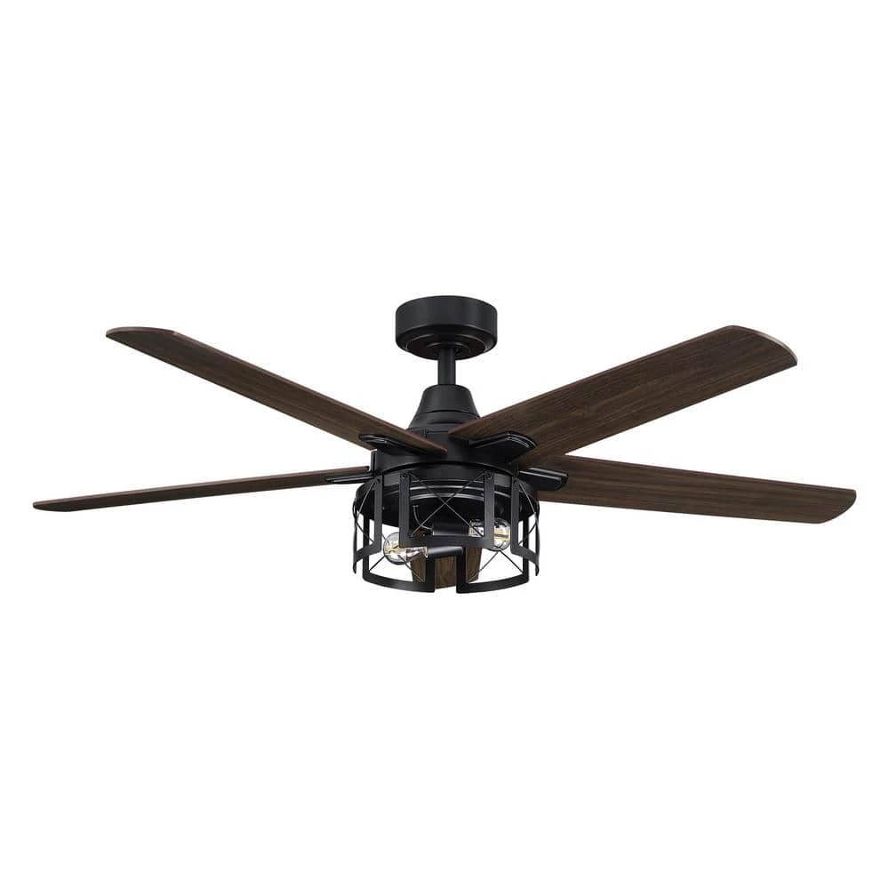 52 in. Indoor Matte Black Reversible Blades Industrial Ceiling Fan with Remote Control and Light Kit by Parrot Uncle - Image 4