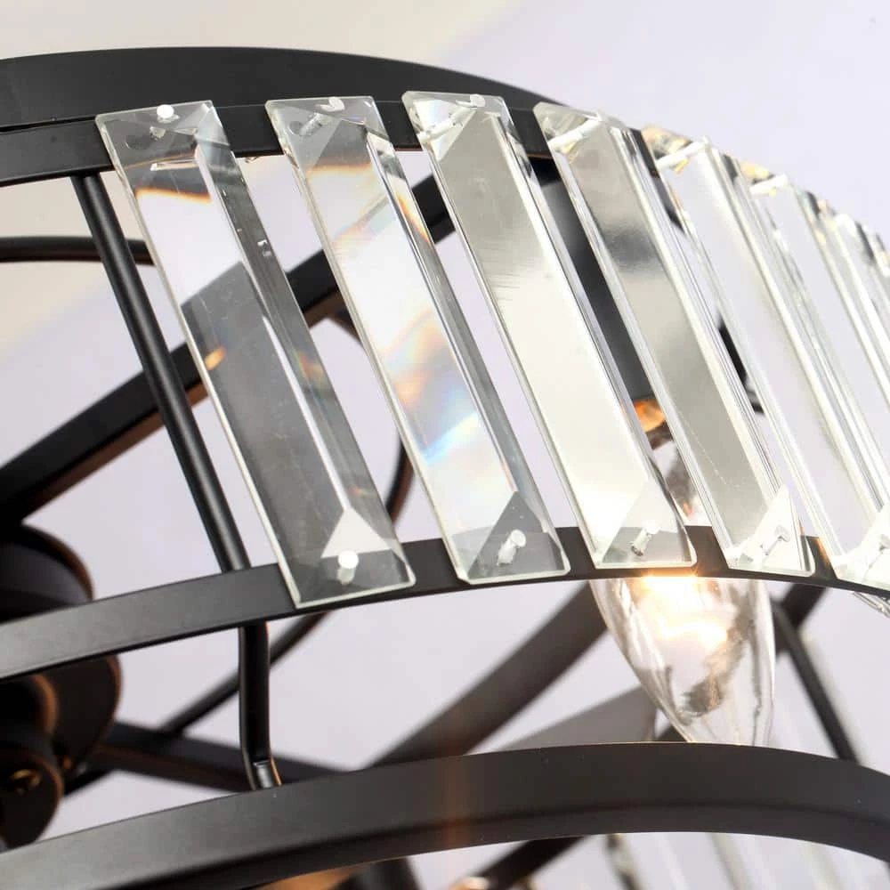 20.5 in. Matte Black Indoor Modern Crystal Ceiling Fan With Light Kit and Remote Control Included by Parrot Uncle - Image 7